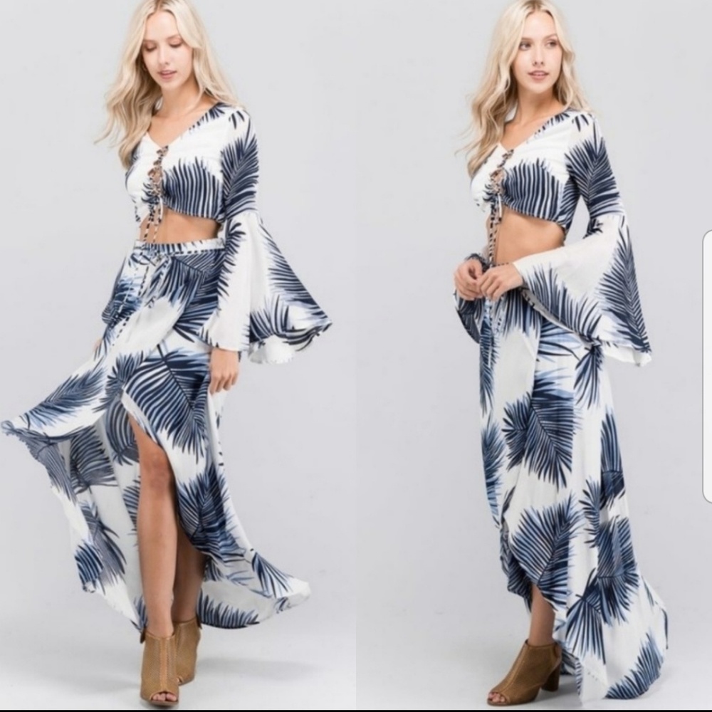 2 piece Tropical maxi skirt set